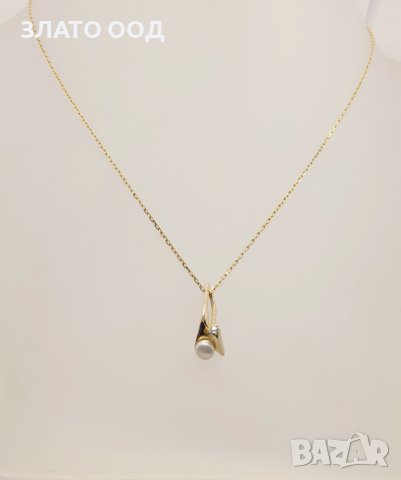 Сет обеци с медальон , диаманти и перли, снимка 3 - Колиета, медальони, синджири - 39048446