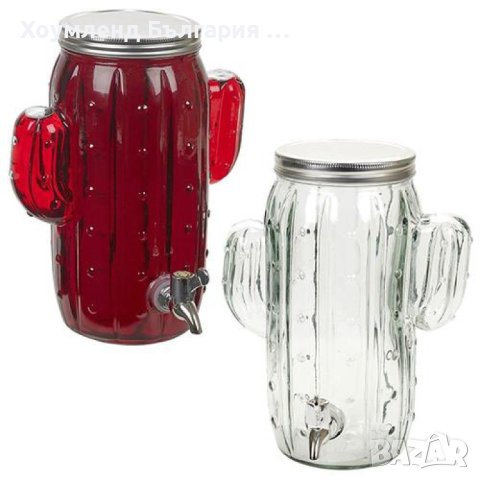 Стъклен буркан с кран за напитки във формата на кактус 5 литра