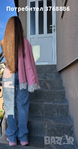 Хит модел дънки с розово джобче 🌸 , снимка 2 - Дънки - 53653917