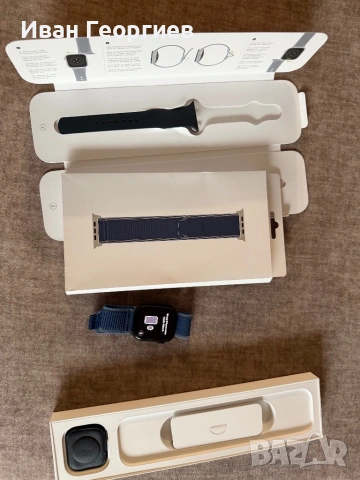Apple Watch 8 45mm със син Trail Loop, снимка 4 - Друга електроника - 53629394