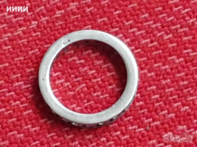 Сребърен пръстен халка с камъни , снимка 2 - Пръстени - 52812821