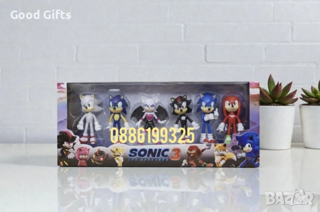 Голям комплект фигурки Соник, 6броя всички герои Sonic