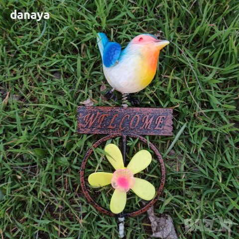 3619 Декорация за градина Въртележка с табелка Welcome, снимка 2 - Градински мебели, декорация  - 40044546