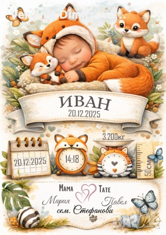 Бебешка визитка за момче, снимка 2 - Други - 53665226