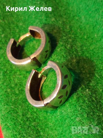 СТАРИ РЪЧНО ФЛОРАЛНО ОРНАМЕНТИРАНИ АРТ ДЕКО СРЕБЪРНИ ОБЕЦИ АНГЛИЯ СРЕБРО 925 МАЙСТОРСКИ 38696