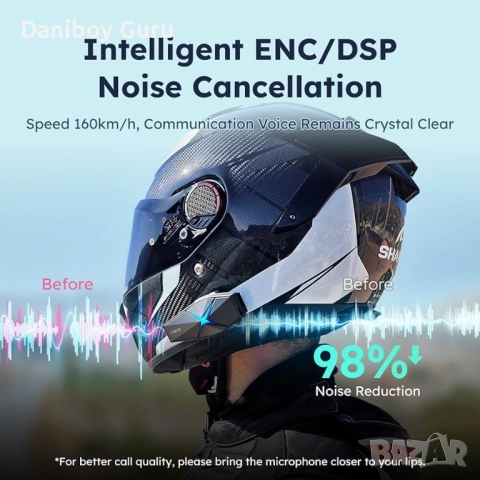 ASMAX F1 за мотор Bluetooth слушалки с интелигентно гласово управление, интерком 2бр, снимка 3 - Друга електроника - 53231542