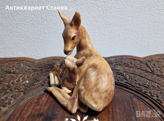 🦌 Порцеланова фигура „Сърна с малко“ – Goebel, W. Germany , снимка 4 - Колекции - 52869431