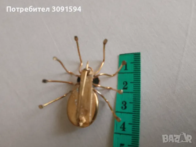 Арт Деко брошка паяк  зелен камък , снимка 6 - Антикварни и старинни предмети - 49570622