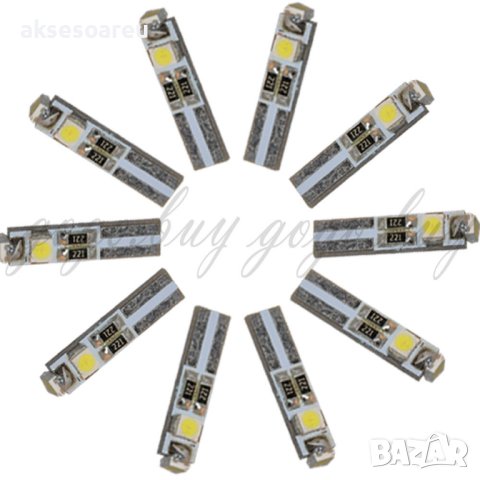 T5 Led крушка 3 и 5 SMD 3030 светлина Т5 Лампа за табло на кола габарит 12V Супер ярки лампички, снимка 6 - Аксесоари и консумативи - 41371655