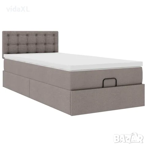 vidaXL Османска легло с матрак, таупе, 90x200 см, плат, снимка 6 - Спални и легла - 56147038