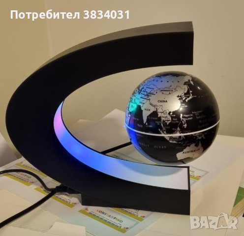 Левитиращ глобус с лед светлини и ц - образна поставка, снимка 2 - Други - 42063258