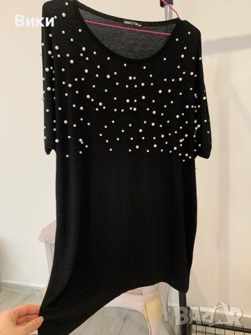Асиметрична блуза с перли размер L/XL, снимка 6 - Блузи с дълъг ръкав и пуловери - 44259799