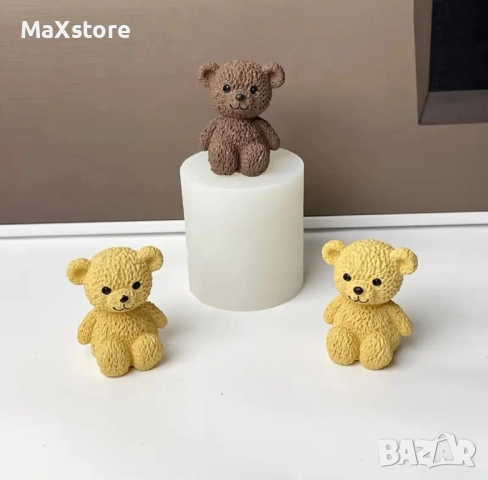 3D плюшено мече Силиконов молд форма за свещи гипс сапун смола фондан за декорация на торта 