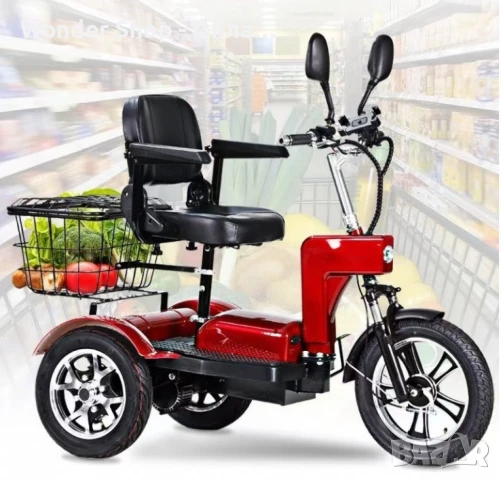 Електрическа триколка 500W, пробег до 40 км., 48V20Ah батерия, 16"/12" гуми, 3 скорости + задна