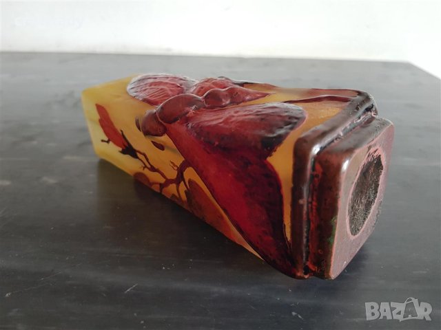 Красива ваза НАНСИ DAUM NANCY сецесион с пеперуда реплика, снимка 5 - Вази - 40890601