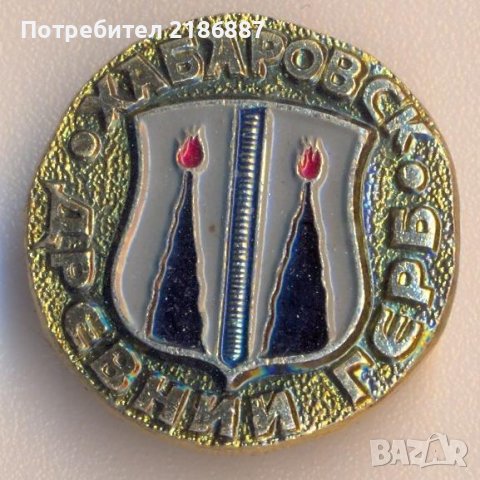 Значка СССР Древний герб Хабаровск, снимка 1