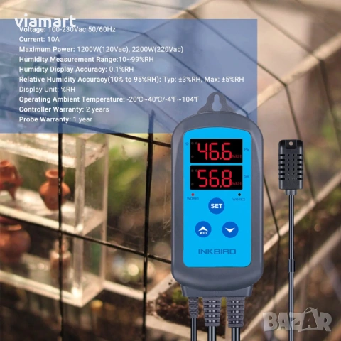 Влагорегулатор Inkbird IHC-200-WIFI, Овлажняване и изсушаване, снимка 8 - Друга електроника - 53690108
