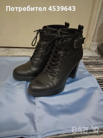 Дамски кожени боти на ток 37 номер, снимка 2 - Дамски боти - 52860996