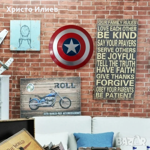 Щит на Капитан Америка Captain America 60см реалистичен модел метален, снимка 10 - Други - 53221959