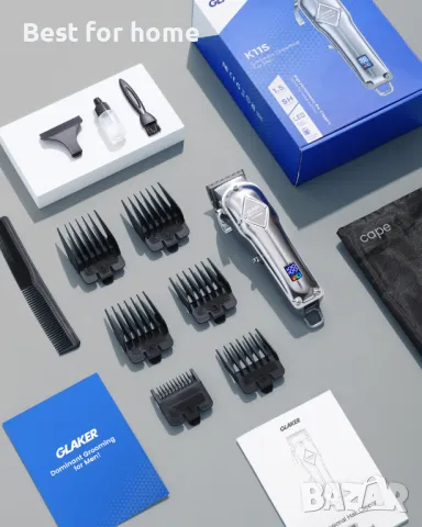 Машинка за подстригване, тример със 6 приставки  за мъже от  GLAKER, снимка 2 - Машинки за подстригване - 50363731