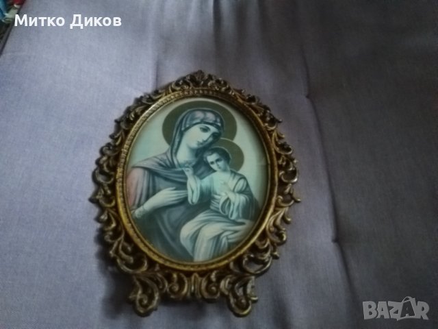 Икона на Дева Мария с младенеца от Чекотоинският манастир в Калугерово от соца осветена 222х155мм 