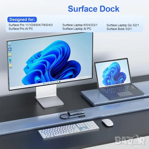Нова докинг станция MS Surface, 11-в-1 докинг станция за Surface 4K@60HZ HDMI, снимка 5 - Кабели и адаптери - 55772274