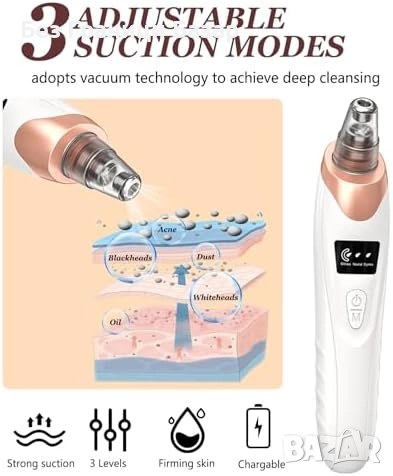 Нов уред Премахвач на черни точки с вакуумна технология 5 сменяеми глави, снимка 3 - Други - 51676852