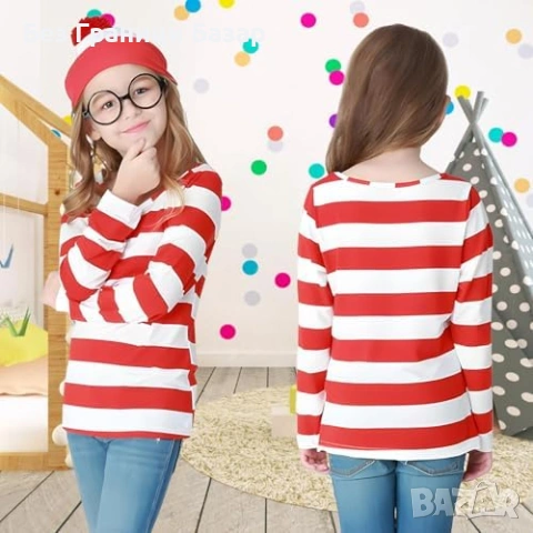 Нов Костюм за деца с райе шапка очила и лупа за маскен бал аксесоари Хелоуин, снимка 4 - Други - 53838606