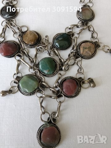 колие със полоскъпоценен камък, ретро племенно колие, ретро бижута, снимка 2 - Антикварни и старинни предмети - 41877109