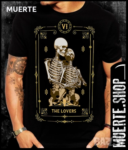 Черна тениска с щампа SKELETON LOVERS