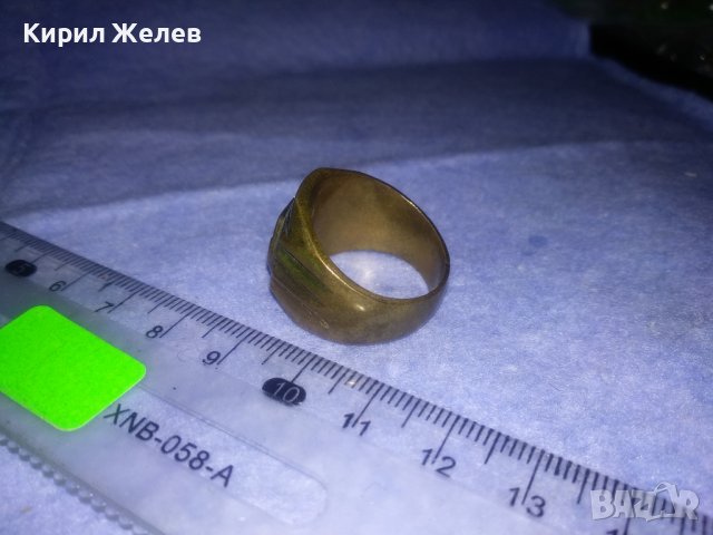 СТАР МАСИВЕН БРОНЗОВ РЕТРО ПРЪСТЕН с ПОЗЛАТА и ПЕЧАТИ 585 и 14К МАЙСТОРСКИ За КОЛЕКЦИЯ 36993, снимка 8 - Антикварни и старинни предмети - 39723243