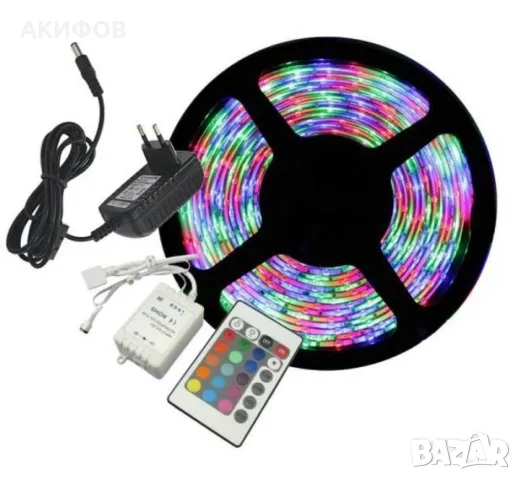 Лента с RGB LED диоди и дистанционно управление 5 метра, снимка 8 - Лед осветление - 49342934