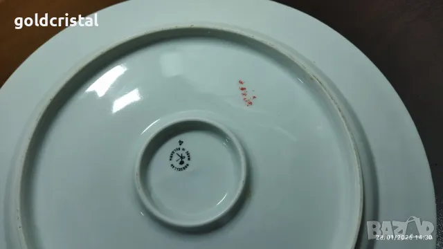 стар български порцелан плато кръгло , снимка 4 - Антикварни и старинни предмети - 48870839