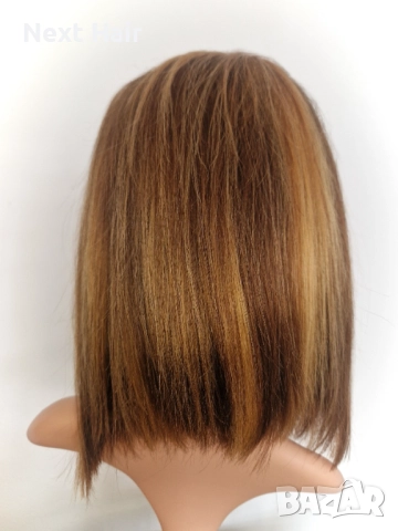 Естествена медено руса перука със светли кичури и дантела 13х4, снимка 6 - Аксесоари за коса - 52026706