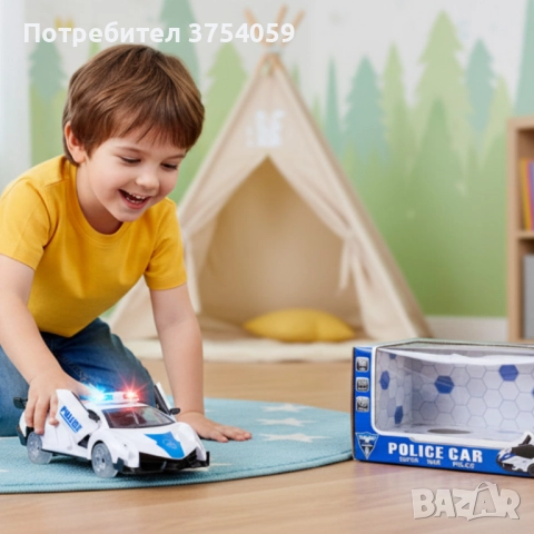 Полицейска кола със светлини и звук POLICE CAR, снимка 2 - Коли, камиони, мотори, писти - 52354219