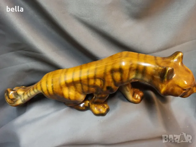 ПОРЦЕЛАНОВА ФИГУРА НА ТИГЪР 1970 ГОД, снимка 3 - Антикварни и старинни предмети - 48559255
