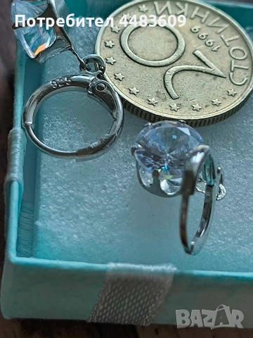 Сребърни обеци с бял цирконии , снимка 4 - Обеци - 53740198