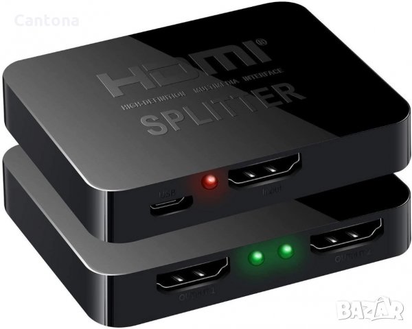 Активен HDMI сплитер 1 вход 2 изхода, поддържа 4K/2K 3D 2160p 1080p, снимка 1 - Кабели и адаптери - 36016613