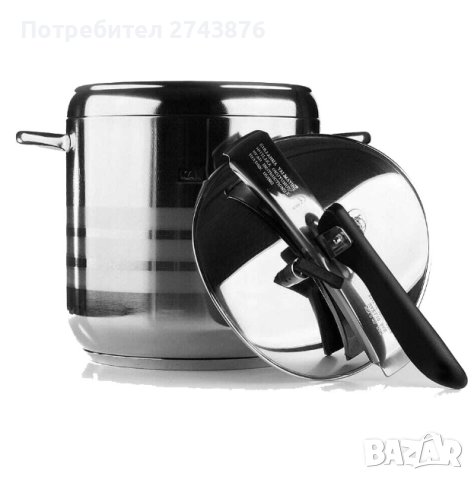  ТЕНДЖЕРА ПОД НАЛЯГАНЕ , ТРИСЛОЙНО КАПСУЛОВАНО ДЪНО, НЕРЪЖДАЕМА СТОМАНА, 12Л.,ИНДУКЦИЯ, снимка 3 - Съдове за готвене - 42034473