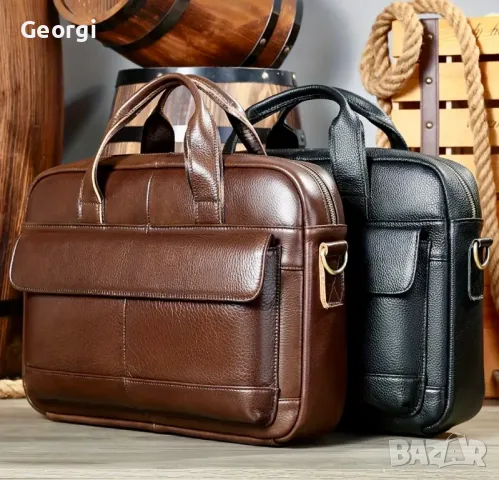 Елегантно/Ежедневна, Бизнес мъжка чанта (куфарче за лаптоп 15”) Естествена кожа!, снимка 2 - Чанти - 49280799