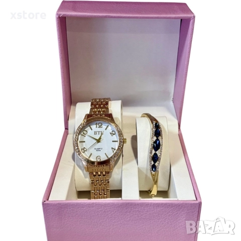 Луксозен дамски часовник с елегантна гривна – стил и изящество в една кутия, снимка 5 - Бижутерийни комплекти - 52793510