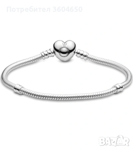 Pandora сребърна гривна със сърце, снимка 2 - Гривни - 53731859