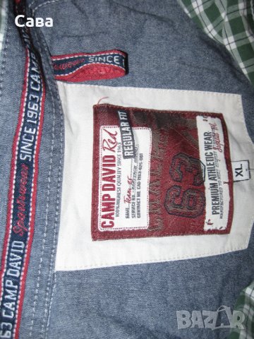 Ризи CAMP DAVID  мъжки,Л-ХЛ  /бяла,зелено каре/