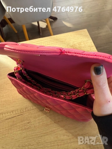 Розова капитонирана чанта, снимка 6 - Чанти - 53835050
