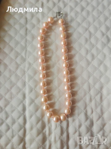 Колие ,дамско от розови перли,уникално, снимка 4 - Колиета, медальони, синджири - 51186916