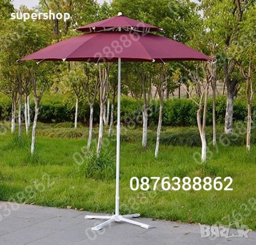 Плажен Чадър с Двоен Покрив за Стабилност при Вятър 220см., снимка 2 - Градински мебели, декорация  - 41404081