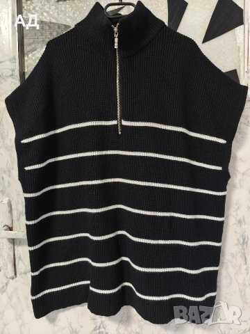 Плетен нов пуловер без ръкави