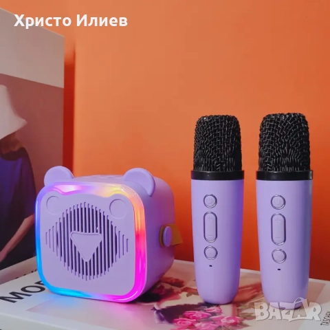 Караоке колона с 2 безжични микрофона Преносима Bluetooth Високоговорител, снимка 9 - Музикални играчки - 51563188