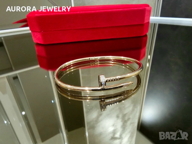 CARTIER Nail Juste un Clou Small Thin Rose Gold Diamonds Гривна Пирон, снимка 3 - Гривни - 53238730