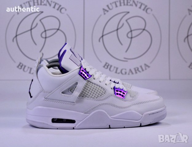 Nike Jordan Retro 4 White Oreo, Taupe Haze, Purple Metallic, снимка 2 - Спортни обувки - 39215114